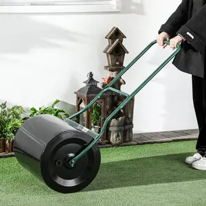 20-Inch Push/Tow Behind Lawn Roller Filled with 16 Gal Water or Sand U-Shaped Handle Rugged Steel Cylinder for Flattening Sod in Garden
