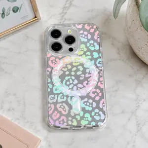 Leopard Print Clear MagSafe Protective Casing, Slim Magnetic Shockproof Phone Cover with Protection, Multi-Model Fit for iPhone 17 ProMax, 17 Air, 16 Plus, 15, 14, 13, 12, 11 - Handheld Mobile Phone Accessory (HMG37)