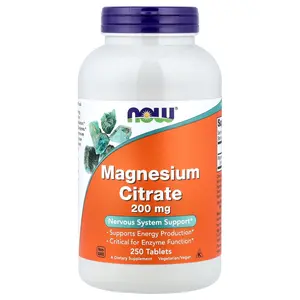NOW Foods Magnesium Citrate, 200 mg, 250 Tablets