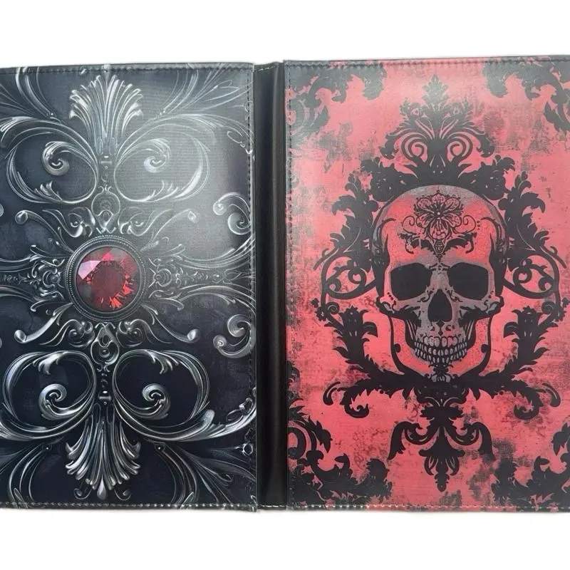 Vamp A5 Journal with Lined Paper Reusable and Refillable Gothic Skull Design in Red & Black Patterns