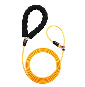 Heavy Duty Dog Tether for Large Dogs - 120 lbs Capacity, Chew Proof & Strong Outdoor Tie Out Cable for Yard. Perfect for Strong Chewers adjustable pet harness