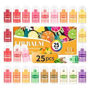 Mini Lip Balm 25 Pack Natural Lip Balms with Vitamin E & Coconut Oil Moisturizes Dry Lips Perfect for Christmas Gifts Party Favors Gift Bags & Small Gifts 13 Flavors