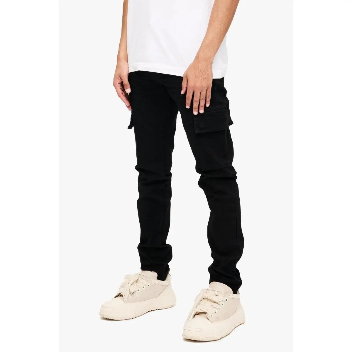 VALABASAS Ready Skinny Jean Jet Black - Slim Tapered Fit with Dual Oversized Cargo Pockets for Versatile Streetwear