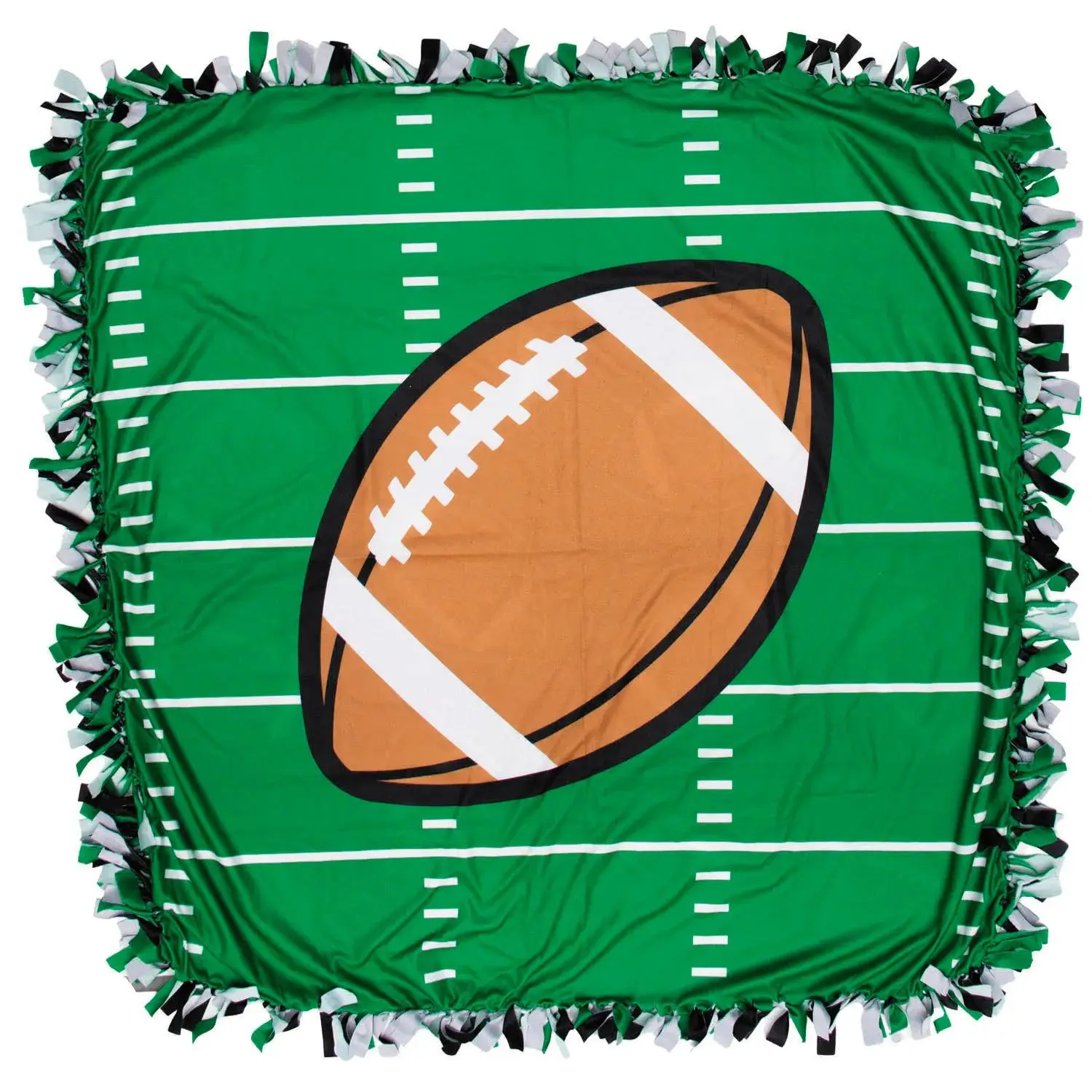 Football on a Field Fleece Tied Blanket Craft Kit, 54" x 54"
