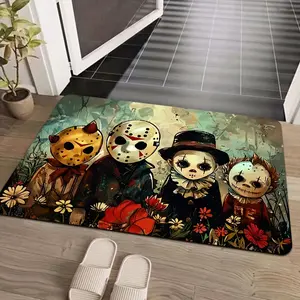 PAUSEBOLL Cartoon Horror Zombie Clown Playroom Doormat, Bathroom Rug, Kitchen Mat, Living Room Rug, Bedroom Floor Covering, Indoor Entrance Mat, Machine Washable Halloween Decoration