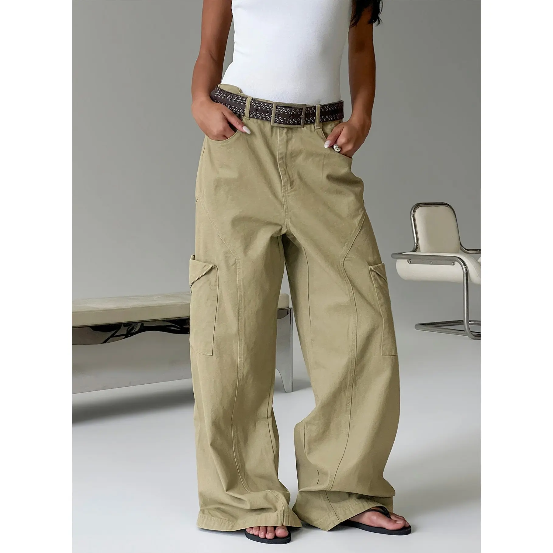 Sylene Pocket Detail Cargo Pants Khaki