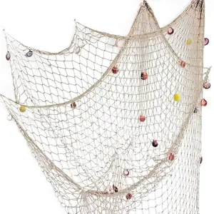 Nature Fish Net Wall Decoration with Shells,  Themed Wall Hangings Fishing Net Party Decor for Pirate Party,Wedding,Photographing Decoration
