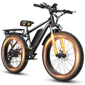 EB26 1000W Powerful Electric Scooter, 26×4 inch snow tire,48V 15AH Battery, Max 28.6MPH Speed, Iron Frame with Front Suspension & 54.6V 2A Charger Dual Seat outdoorfun bike to
