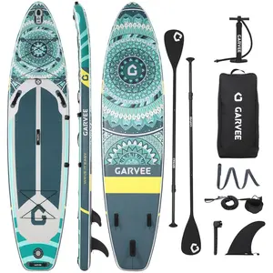 Stable Inflatable Standup Paddle Board for Adults – 11FT paddle board board board with Oar, Fins & Pump, 350 lbs Capacity, Ideal for Water Sports, Kayak Compatible