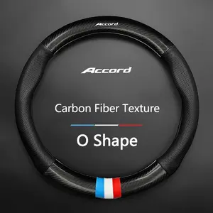 Carbon Fiber Leather Car Steering Wheel Anti Slip Cover For Honda Civic FIT Accord Prelude CRV 5th City CRZ CRX Jazz HRV Interior Accessories
