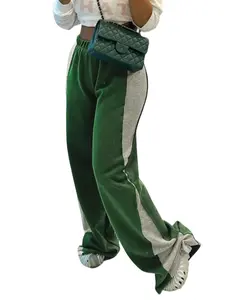 Women's Colorblock High Waist Wide Leg Sweatpants, Pants for Women, Streetwear Clothes Women, Casual Comfortable Elastic Waist Trousers for Daily Outdoor Wear, Lady Bottoms for Fall & Winter, Womenswear, Fall Outfits, Downtown Girl Clothes