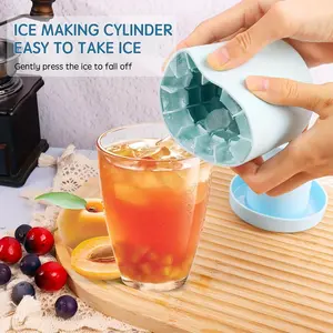 Cylindrical Ice Cube Tray, Silicone Mini Pattern, Fridge Freezer Small Making Cup - Squeeze And Release Cup.