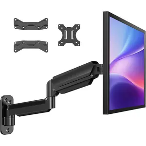Computer Monitor Wall Mount for 22 to 35 inch Flat Curved Screens, Single Wall Mount Monitor Arm Holds up to 26.4lbs, Height Adjustable Full Motion Gas Springcore Vesa Wall Mount, Max 200x200mm springtok
