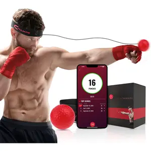 Boxing Reflex Ball with Punch Counter App - Improve Hand-Eye Coordination & Reaction Speed, Essential Boxing Equipment for , Adjustable Gear for  and Adults (Advanced)