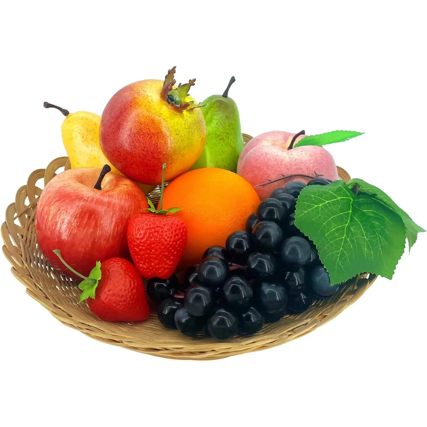 9 PCS Artificial Fruits, Fake Fruits for Decortion Lifelike Realistic, Assorted Faux Fruits Decor for Dining Table Display Fruits Pack Party Chirstmas Decortion Red Apple Grape Peach Oranges