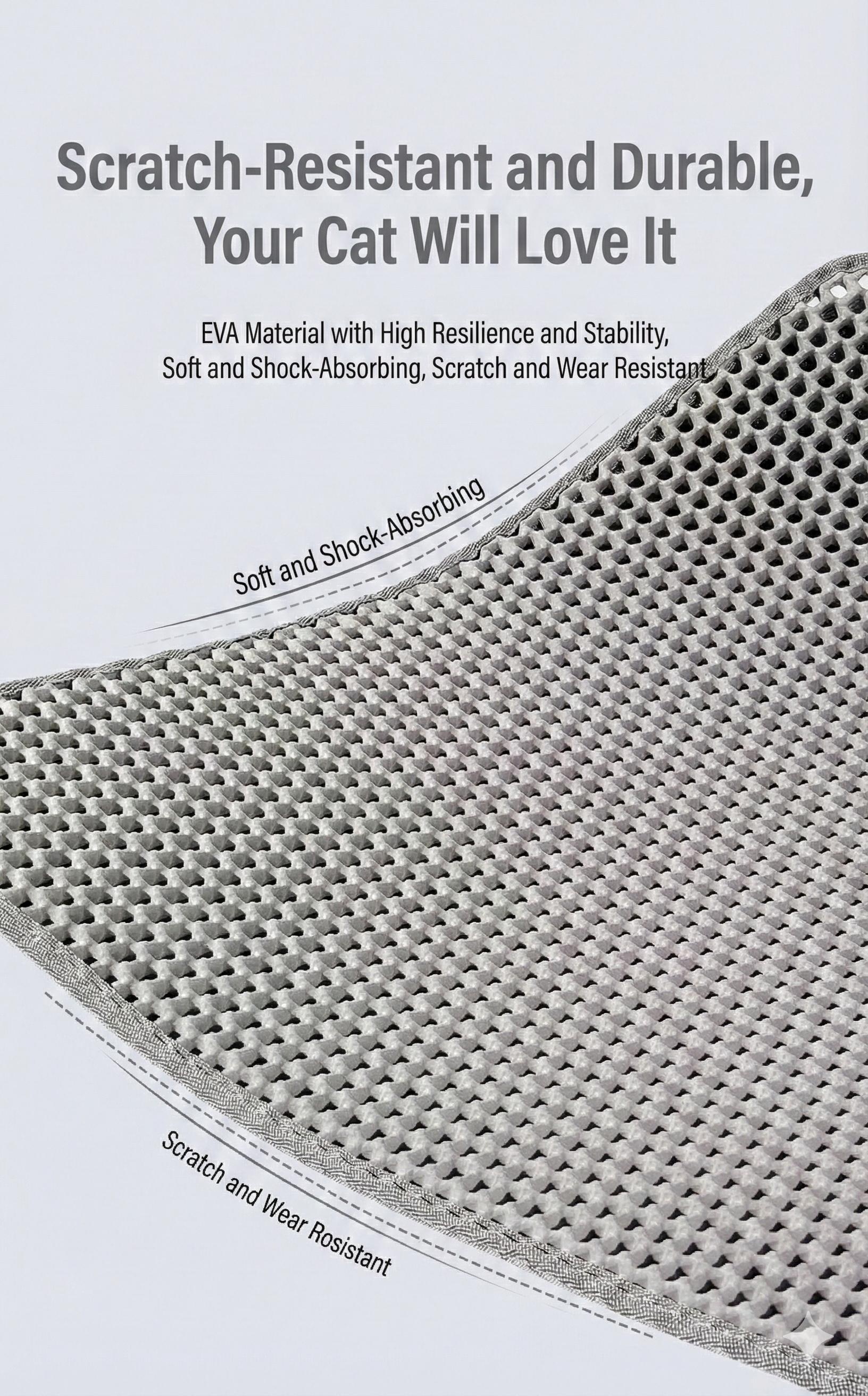 Cat litter mat, 22 x 15.7 inches, waterproof, dual-layer honeycomb design for effective litter trapping, slip-resistant mat