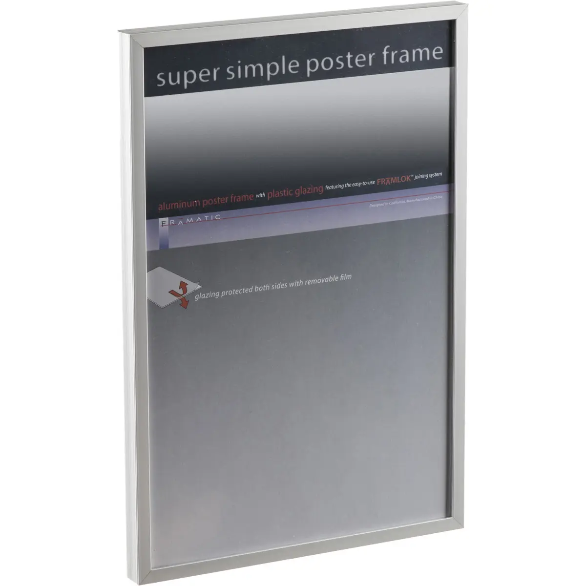 Framatic Superlight, Aluminum Poster Frame for a 12x18" Photograph - Silver Satin