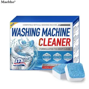 Washing Machine Cleaner & Descaler Tablets — Thorough Cleaning & Odor Removal. Suitable for Drum and Top-Loading Washers. Powerful Action to Eliminate Hidden Grime and Buildup (Pack of 12) — A Household Essential.