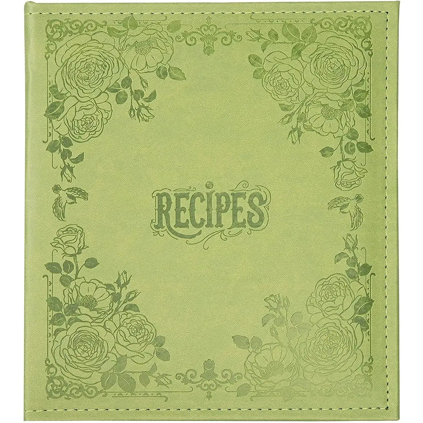Recipe Book to Write in Your Own Recipes, 8.5x9.5 Recipe Ring Binder with PU Faux Leather Cover, 4x6 Cards and Tabbed Dividers, Green