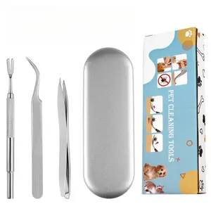 Stainless Steel Tick Clip Tool Set Insect Removal Tweezers Pet Dog Lice Clip Removal Cat Dog Tweezers