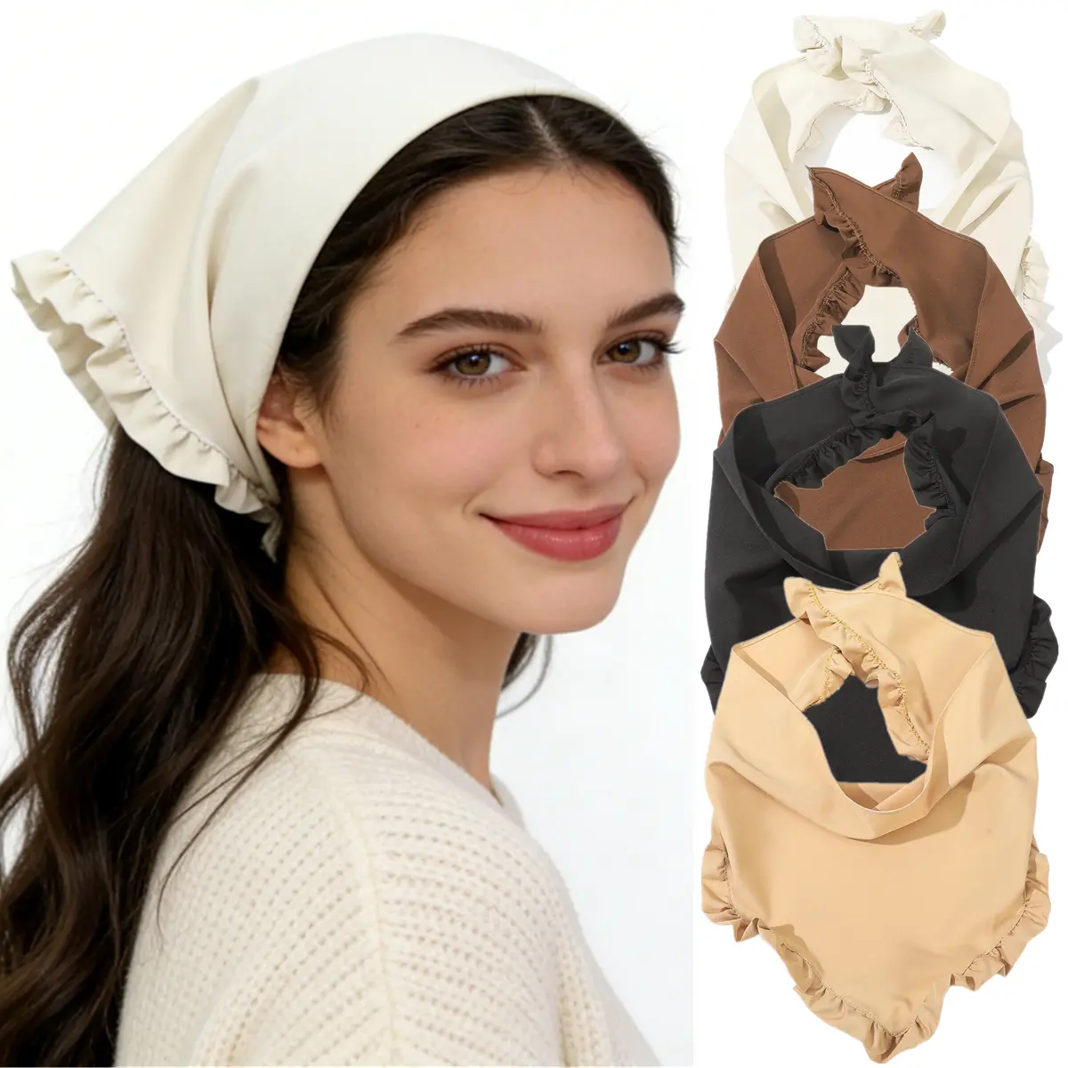 Women's 3-Piece Breathable Polyester Chiffon Head Scarves Set - Adjustable Bandana Fabric, Assorted Colored, Bohemian Tie-Back Headbands & Kerchiefs for Boho Outfits Accessories, Adjustable Bandana Scarf Head Scarves, Assorted Colored Head Scarves
