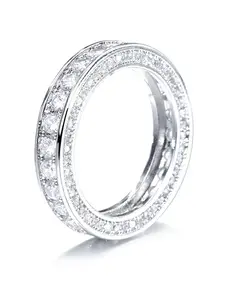 1 Piece of Stylish Silver Double-Layer Statement Ring | Full Zircon Band, Versatile for Daily Wear, Parties & Gifting, Cubic Zirconia, Elegant Everyday Ring