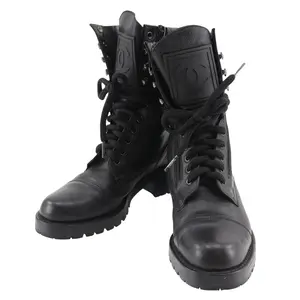 Pre-owned CHANEL Calfskin Small Leather Goods Leather Boots Black