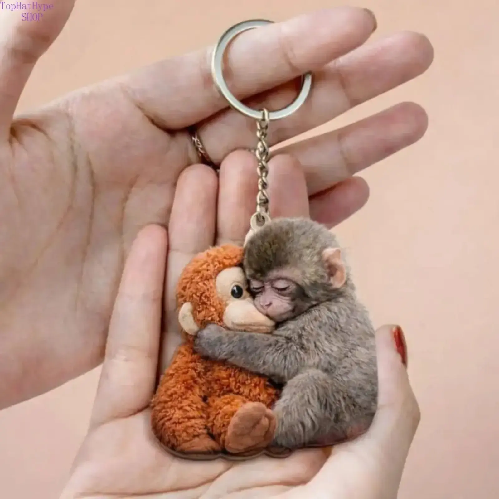 Hugging Monkey Keychains - Cute Charms Car Keychain, Lightweight Animal Print Bag Charm, Thoughtful Gift for Animal Lovers, Cute Charms Keychain