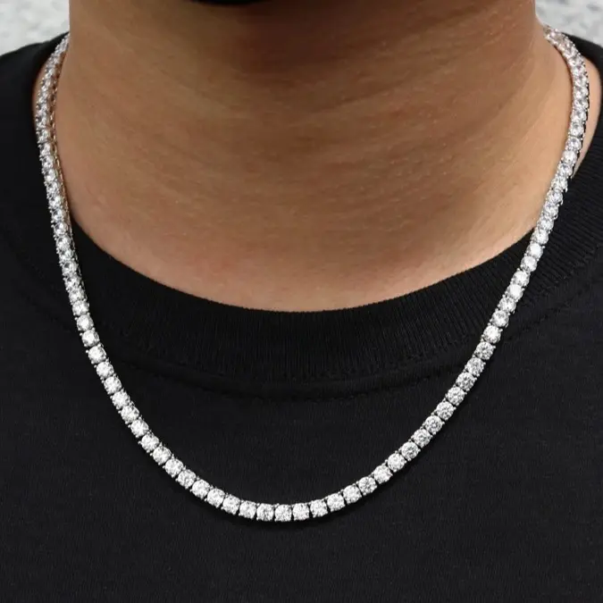 3mm Gold/White Gold Diamond Luxury Hiphop Tennis Stone Chain 3mm Gold/White Gold Diamond Luxury Hiphop Tennis Stone Chain