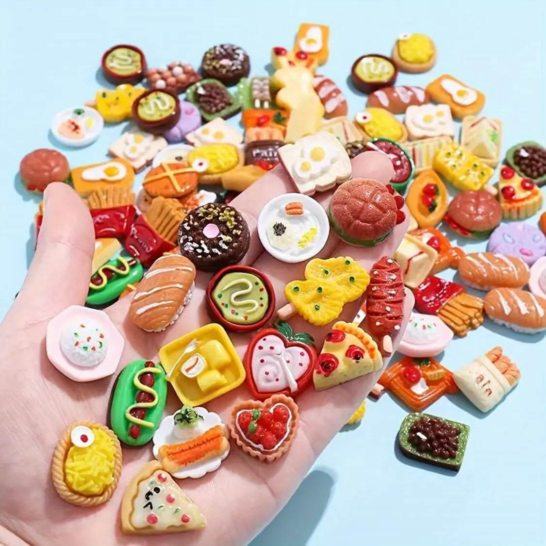 32 pieces of realistic miniature food models in random colors, epoxy resin DIY craft decorations, miniature food sculptures for kitchen dollhouse play, dollhouse accessories, DIY hair clips, gifts for various holidays, a top choice for Christmas gifts