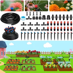 230FT Watering System for Outdoor , Quick-Connect Drip Irrigation Kit for Garden with 1/2" & 1/4", Adjustable Nozzles & Sprinklers for Greenhouse, Raised Bed, Lawn, Flower Bed,  Baskets