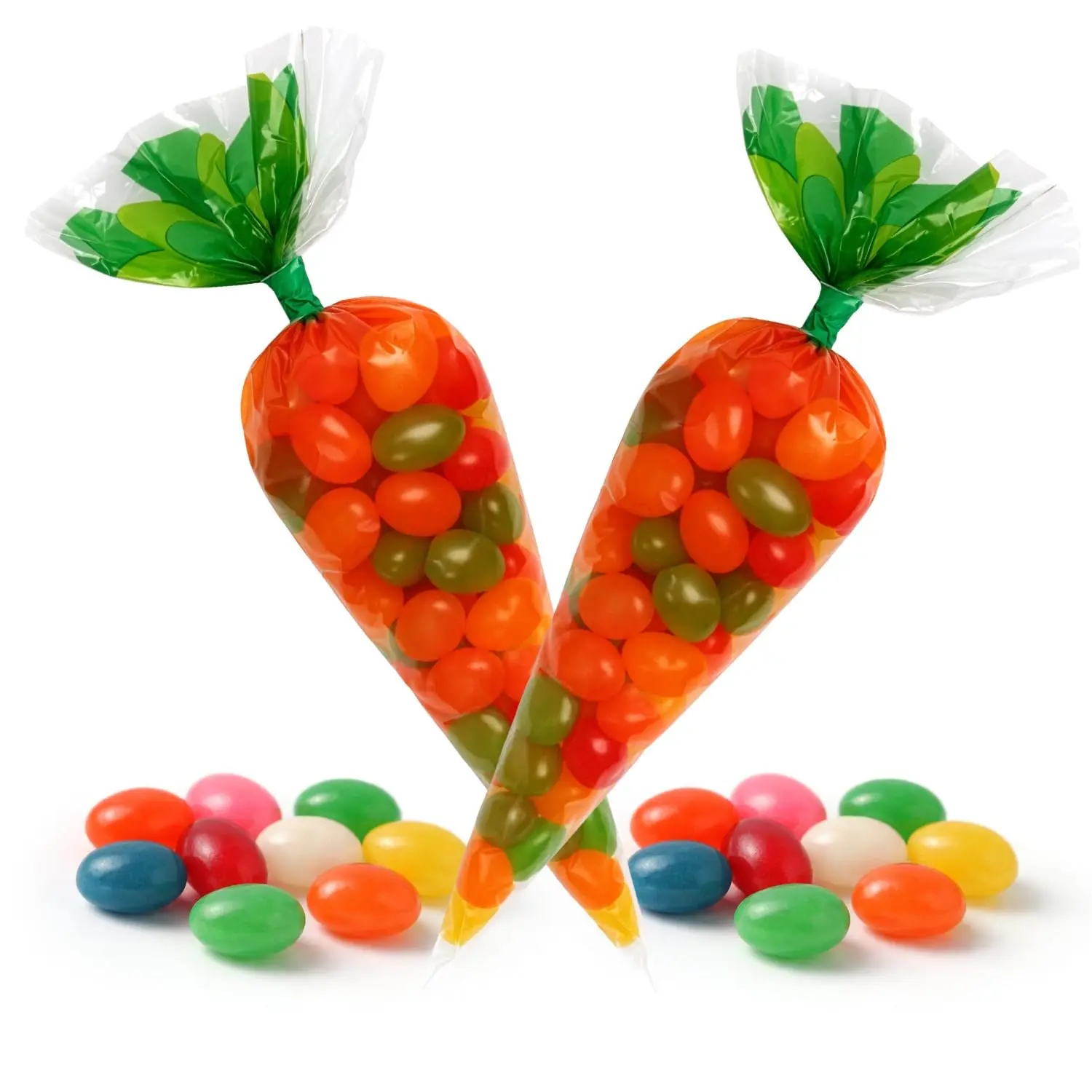 Easter Carrot bags Filled with Easter Jelly Bean 2 Pack – Carrot Candy Treat Bags – Fun Basket Stuffers, Egg Hunt & Spring Treats – Assorted Fruit Flavored Candies for Kids