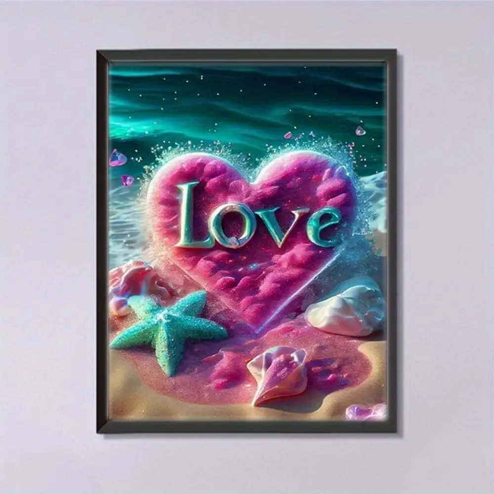 Seaside Love Pattern DIY Diamond Arts Colorful Painting Kit without Frame, DIY 5D Diamond Arts Colorful Painting Kit, Wall Art Decor for Home, Diamond Painting Kits