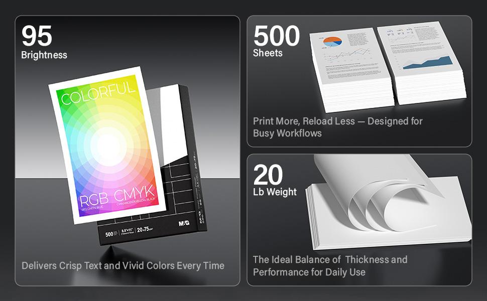 M&G Multipurpose Paper for Printer and Copier, 8.5 x 11 inches, 20 pounds, 1 ream (500 sheets), 95 brightness, white