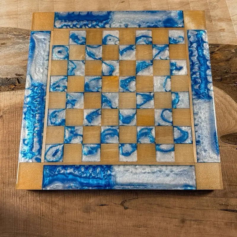 Ocean Cloud Maple Wood Chess Board (INCLUDES PIECES)