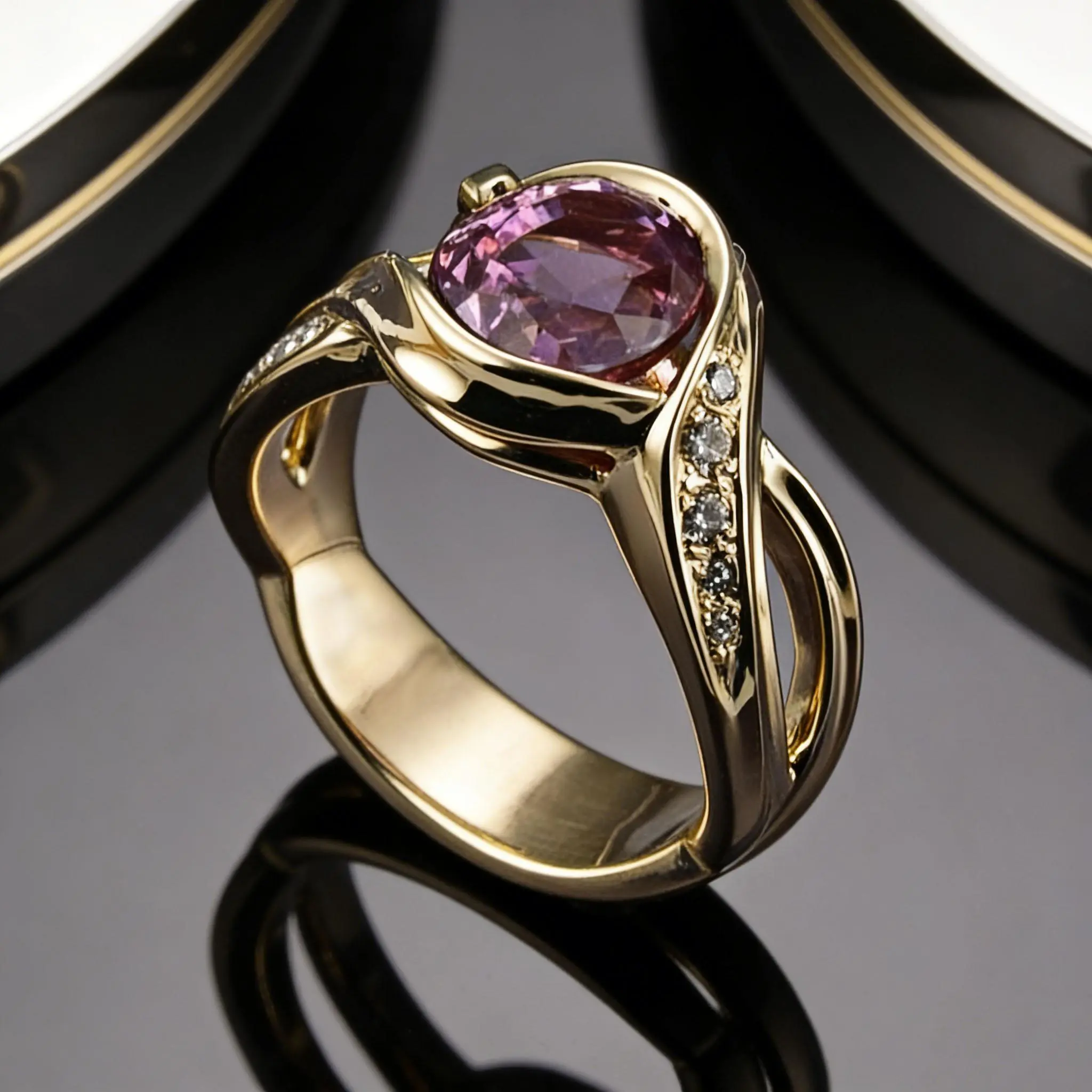 1PC unique synthetic  ring, featuring a dynamic curve design and small synthetic embellishments at details, suitable for women to showcase their personal charm at gatherings and other occasions.