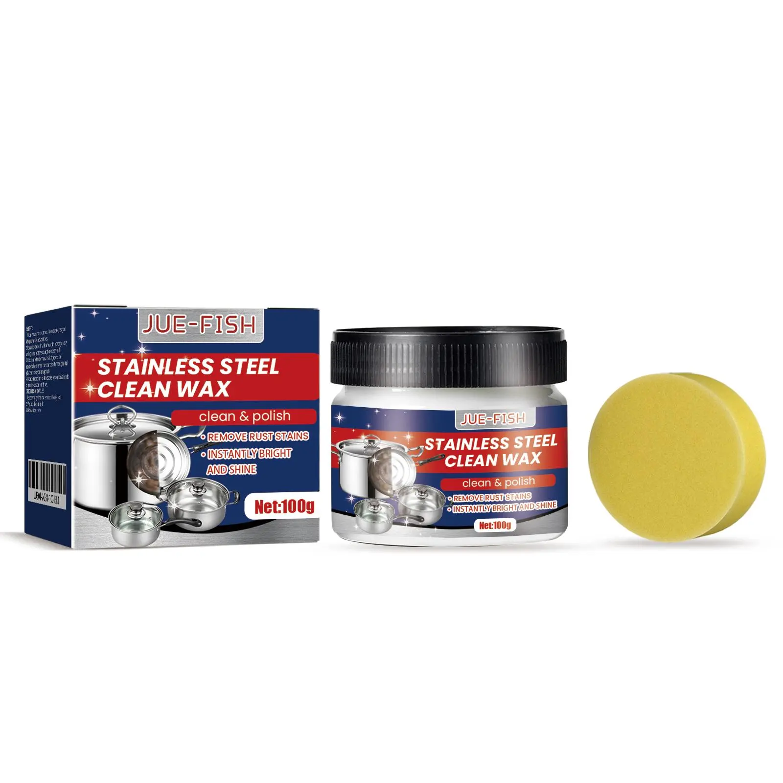 Jue-Fish Stainless Steel Cleaning Cream, Kitchen Utensils, Pots And Pans, Cooktops, Heavy Oil, Rust Removal, Cleaning And Descaling Paste Household Coconut