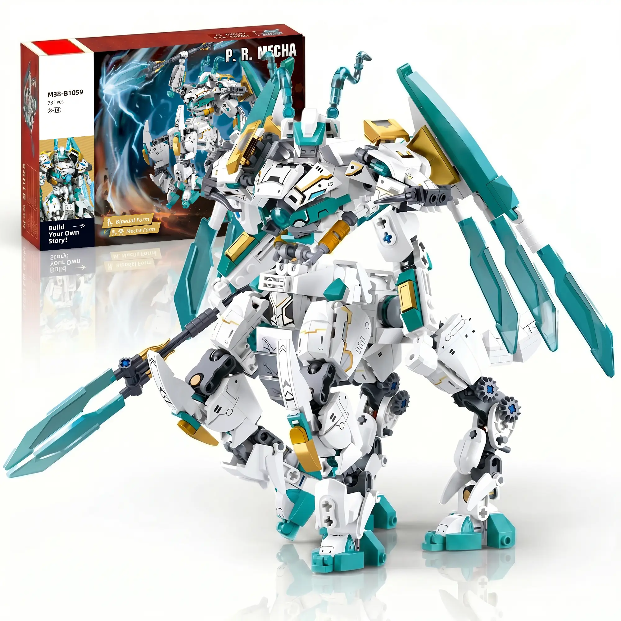 2-in-1 Transforming Dragon Warrior Building Set, Versatile Mecha and Dragon Robot Kit for Kids 8-12 and Adults, Action-Packed and Creative DIY Project, Dynamic Gift for Fantasy and Mech Enthusiasts, Bold Heroic Aesthetic for Play or Display