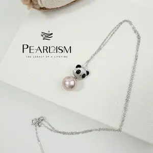 PEARLISM S925 Silver Panda Pendant Necklace | 9-10mm Freshwater Edison Pearl, Bonus Silver Chain Included-OFEP004