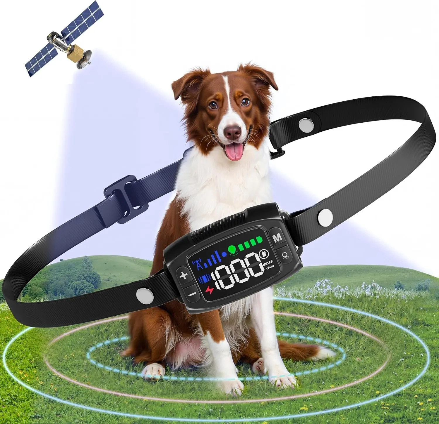 GPS Wireless Dog Fence System, Rechargeable Electric Fence for Dog | IPX6 Waterproof, Adjustable 33–1000 yd Range, Safe Warning Modes,Pet Safe Outdoor Containment for Most Breeds