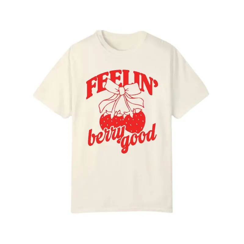 Comfort Colors Berries & Bows' T-Shirt, Feelin' Berry Good Tee, Strawberry, Summer shirt, Feeling Berry T-shirt
