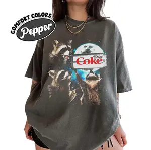 Three Raccoons Diet Coke Vintage Comfort Color T-shirts, Funny Meme Genz Dank Raccoons, Gifts, Unisex Tee, Top Menswear Underwear Crewneck