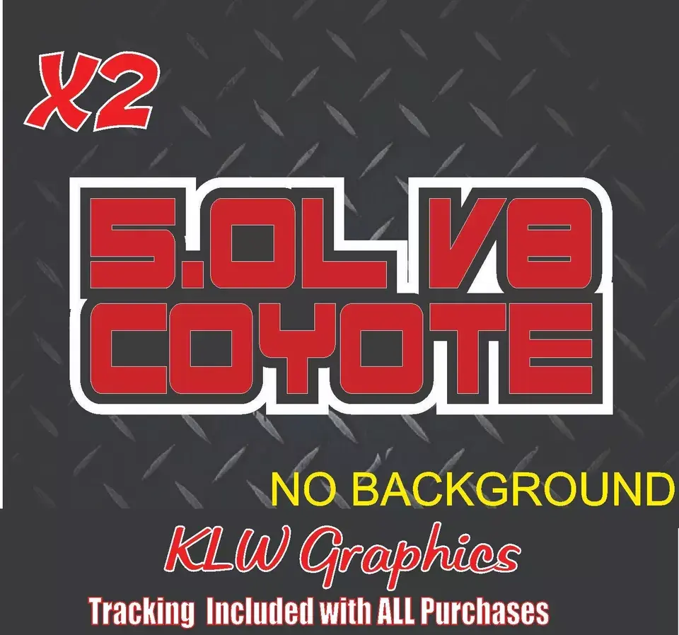 Coyote 5.0L V8 Red Black White Full Color Vinyl Decal Sticker Fits Ford Mustang 5.0 V8 F150 2010 -2024