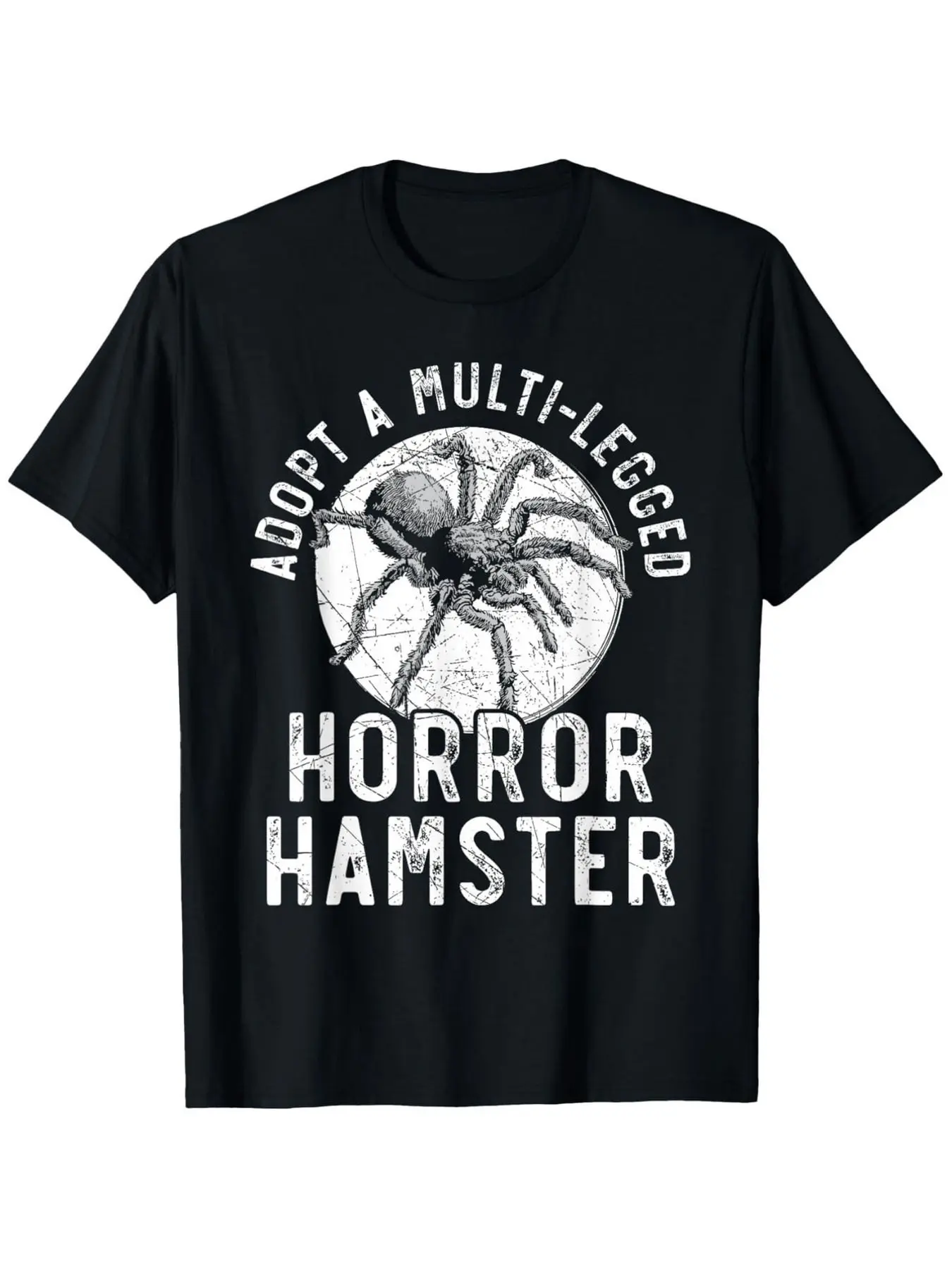 Get a Large-Sized T-Shirt Featuring a Terrifying Multi-Legged Hamster Tarantula Design, Made of. This Horror-Themed Shirt Is Perfect for Men, Women, And Friends, Available in Black with a Round Neck And Short Sleeves