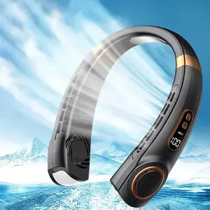 2025MiniHangingNeckFanPortableBladelessNeckFanAirCoolerDigitalDisplayRechargeableAirConditionerNeckVentilatorUsbCharginghammock