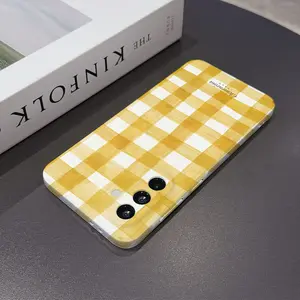 Yellow Gingham Phone Case for Xiaomi 15T 14t Poco F4 M5 C40 Redmi Note 14 13 12 12s A5 12c 10c Pro Plus 4G 5G Lens Protection Anti-Shock Hard PC Back Cover