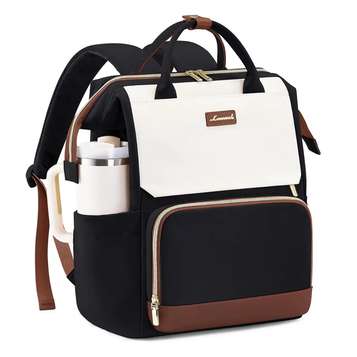 Waterproof 15.6-inch Laptop Backpack with Giant Tumbler Holder Pocket, Nurse Work & College Bookbag Casual Daypack