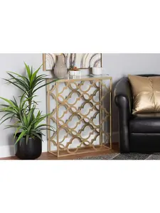 Baxton Studio H01-93949-Metal-Marble-Console 29.1 x 24 x 8.1 in. Calanthe Modern & Contemporary Metal Console Table with Marble Tabletop, Marble White & Gold