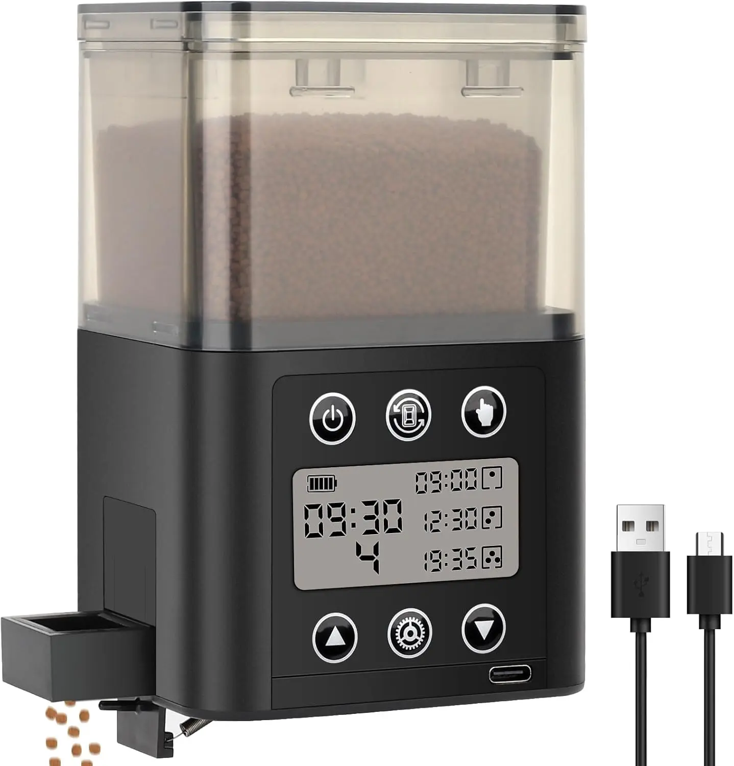 Smart Automatic Fish Feeder for Aquarium - [ Upgraded] ml Large Capacity & USB Rechargeable Fish Feeder Automatic Dispenser with LCD Display, Programmable Timer for Frequency & Portion Control