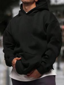 Male Hooded Long Sleeve Sweatshirt With Pocket Soft Polyester Casual Sports Wear Spring Autumn Graduation Back To School Outfits Teacher Outfits For Women Back To School Pullover Fall Outfit